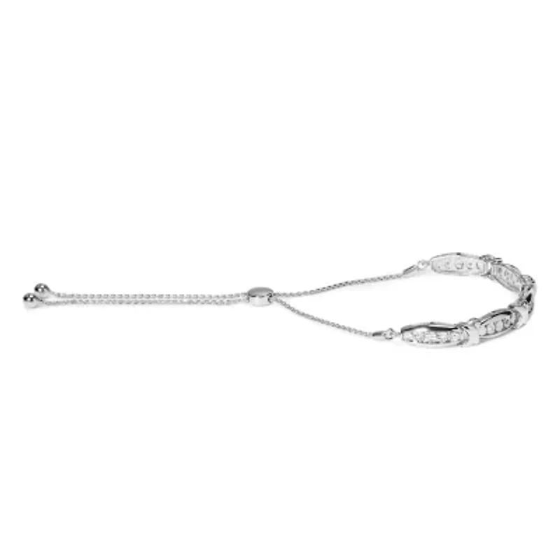 .925 Sterling Silver 1/10 Cttw Diamond X Link Bolo Bracelet