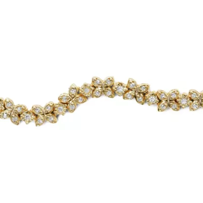 18K Yellow Gold Plated Silver 1/4 Cttw Diamond Marquise Shaped Link  Bolo Bracelet