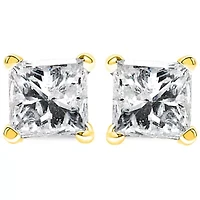 14K Yellow Gold 1/5 Ct Princess Petite Classic Square Stud Earrings