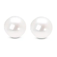 14K White Gold White 7.5-8.0MM Saltwater Akoya Cultured Pearl Stud Earrings