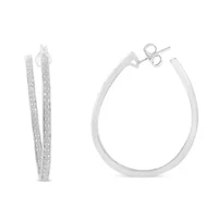 10k White Gold 1 Ct Diamond Inside-Out Hoop Earrings
