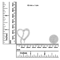 .925 Sterling Silver 1 cttw Diamond Heart and Ribbon 18" Pendant Necklace - 18"