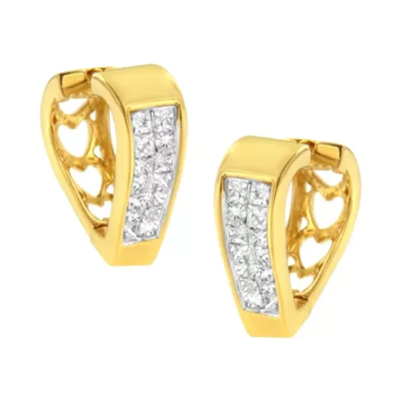 14K Yellow Gold Diamond Huggy Earrings