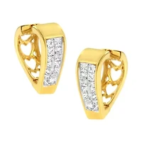 14K Yellow Gold Diamond Huggy Earrings