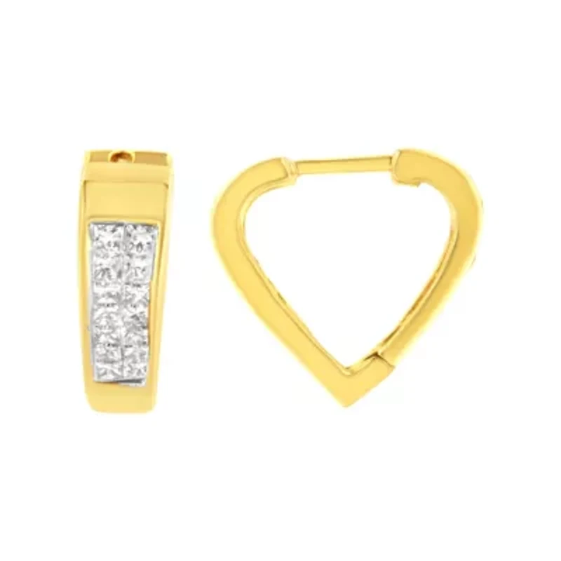 14K Yellow Gold Diamond Huggy Earrings