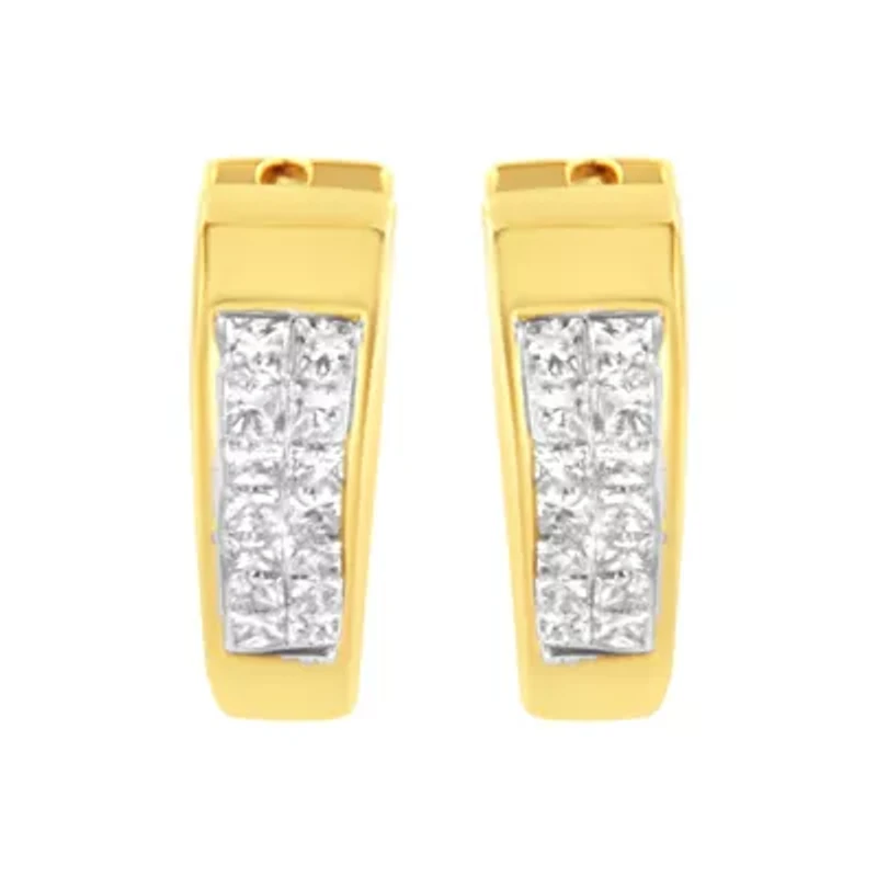 14K Yellow Gold Diamond Huggy Earrings