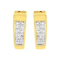 14K Yellow Gold Diamond Huggy Earrings