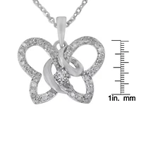 .925 Sterling Silver 1/4 cttw Prong-Set Diamond Butterfly 18" Pendant Necklace