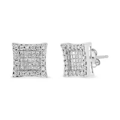 14K White Gold 1.00 Cttw Diamond Square Stud Earrings