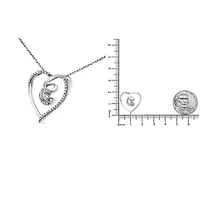 Silver 1/4 Cttw Diamond Open Heart Twisted Awareness Ribbon 18" Pendant Necklace