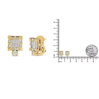 14K Yellow Gold 7/8 Cttw Diamond Huggie Hoop Omega Earrings