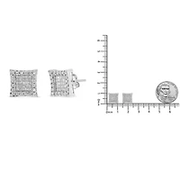 18K White Gold 1.00 Cttw Diamond Halo Square Stud Earring