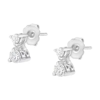 14KT White Gold 1/2 Ct Double Diamond Dangle Stud Earrings