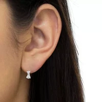 14KT White Gold 1/2 Ct Double Diamond Dangle Stud Earrings
