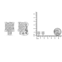 14K White Gold 1.0 Cttw Diamond Huggie Hoop Omega Earrings