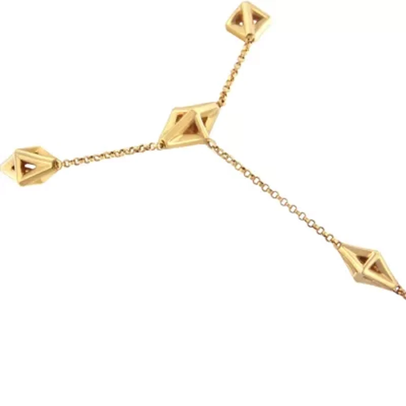 14K Yellow Gold 1/4 Cttw Diamond Ring and Bracelet Hand Chain