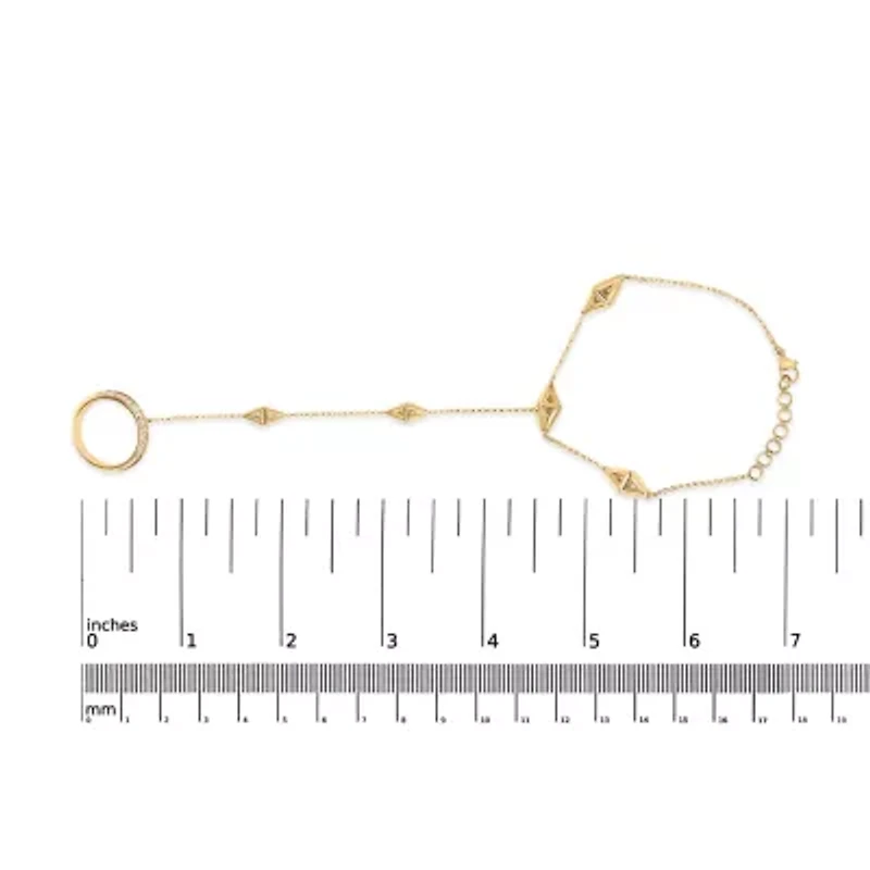 14K Yellow Gold 1/4 Cttw Diamond Ring and Bracelet Hand Chain