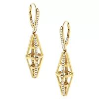 14K Yellow Gold 5/8 Cttw Diamond Geometrical Pillar Drop and Dangle Earrings