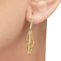 14K Yellow Gold 5/8 Cttw Diamond Geometrical Pillar Drop and Dangle Earrings