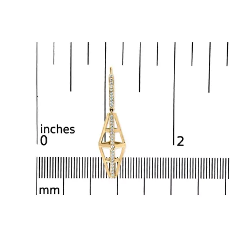 14K Yellow Gold 5/8 Cttw Diamond Geometrical Pillar Drop and Dangle Earrings