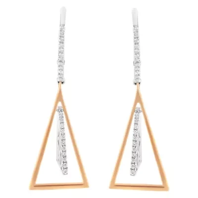14K Rose and White Gold 3/8 Ct Diamond Windchime Drop and Dangle Earring