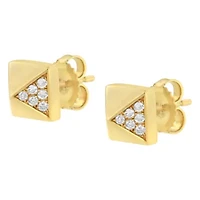 14K Yellow Gold 1/4 Ct Diamond Pyramid Stud Earring