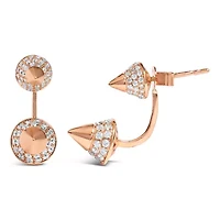 14K Rose Gold 1.00 Cttw Diamond Double Cone Jacket Stud Earring