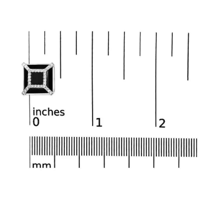 14K White Gold 3/8ct Diamond with Black Onyx Stud Earrings