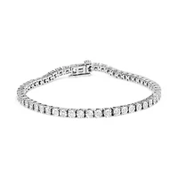 IGI Certified Silver 1.0 Cttw Miracle-Set Diamond Miracle Plate Tennis Bracelet