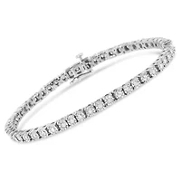 IGI Certified Silver 1.0 Cttw Miracle-Set Diamond Miracle Plate Tennis Bracelet