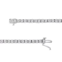 IGI Certified Silver 1.0 Cttw Miracle-Set Diamond Miracle Plate Tennis Bracelet