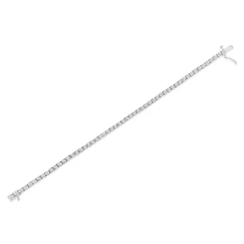 IGI Certified Silver 1.0 Cttw Miracle-Set Diamond Miracle Plate Tennis Bracelet