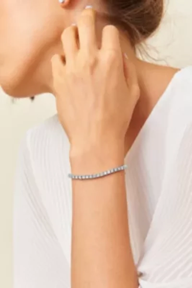 IGI Certified Silver 1.0 Cttw Miracle-Set Diamond Miracle Plate Tennis Bracelet