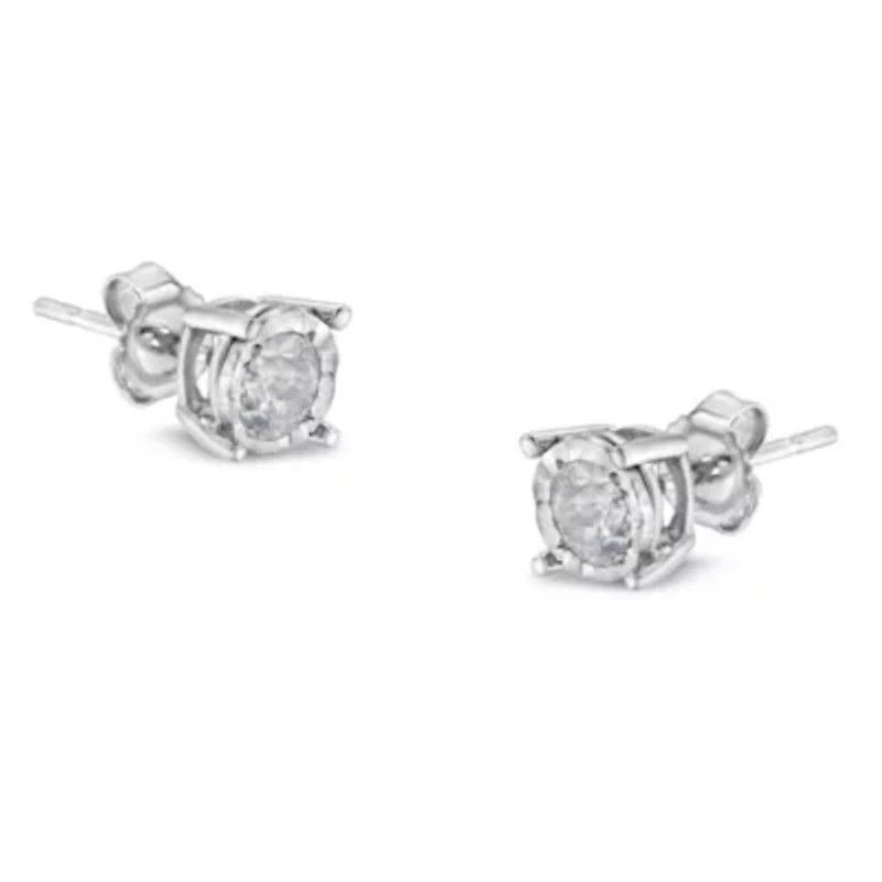 Silver 1/2 Ct Near Colorless Diamond Miracle- Stud Earrings