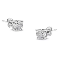 Silver 1/2 Ct Near Colorless Diamond Miracle- Stud Earrings
