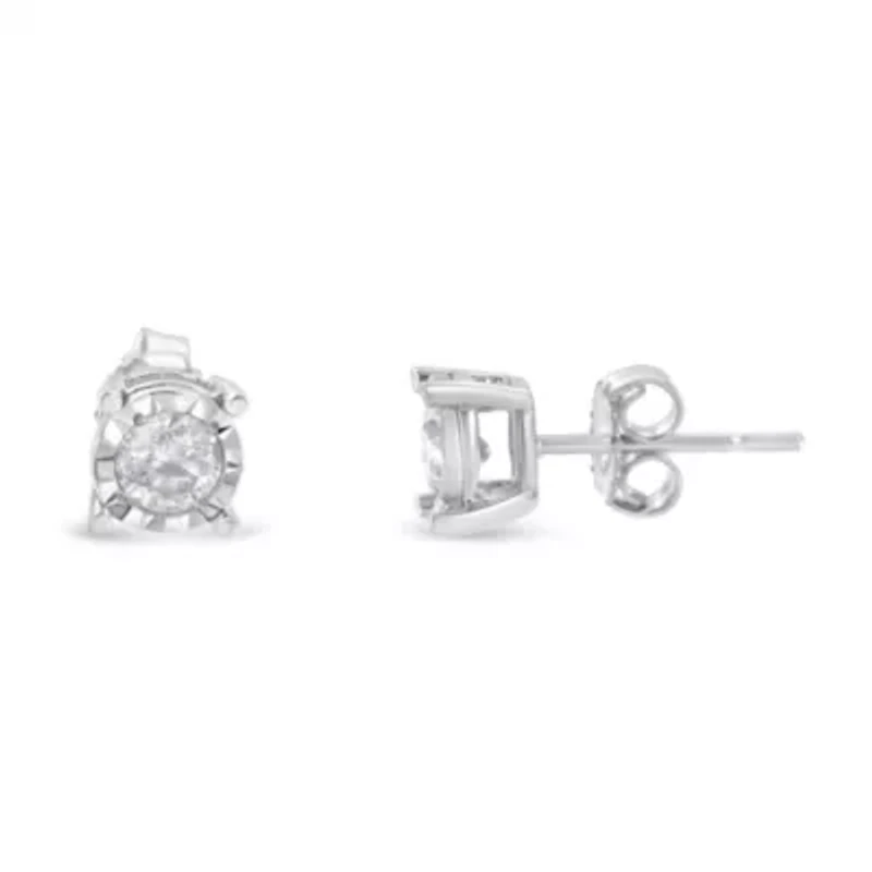 Silver 1/2 Ct Near Colorless Diamond Miracle- Stud Earrings
