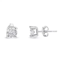 Silver 1/2 Ct Near Colorless Diamond Miracle- Stud Earrings