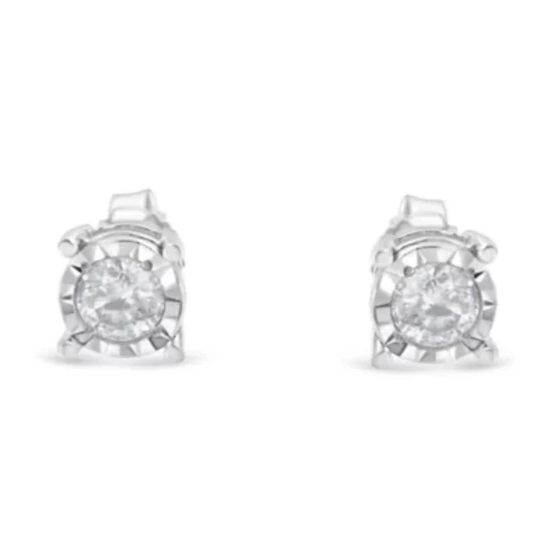 Silver 1/2 Ct Near Colorless Diamond Miracle- Stud Earrings