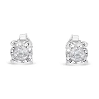 Silver 1/2 Ct Near Colorless Diamond Miracle- Stud Earrings