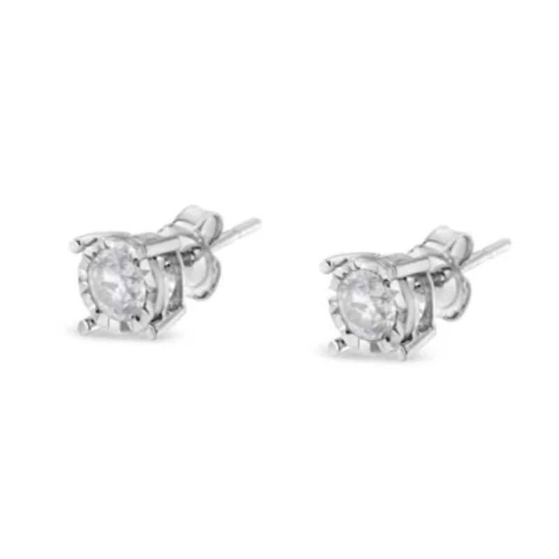 Silver 1/2 Ct Near Colorless Diamond Miracle- Stud Earrings