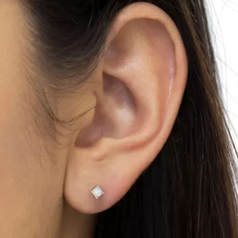 Silver 1/2 Ct Near Colorless Diamond Miracle- Stud Earrings