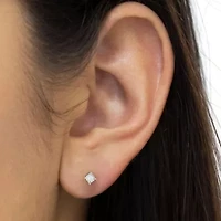 Silver 1/2 Ct Near Colorless Diamond Miracle- Stud Earrings