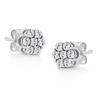 14K White Gold 1/2 Ct Prong RoundDiamond Flower Stud Earring