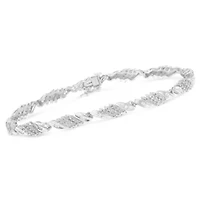 Silver 1-1/2 Cttw Round and Baguette Cut Diamond Wave Link Bracelet - 7"