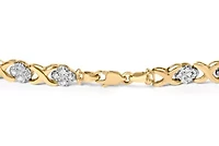 10K Yellow Gold over Silver 1.0 Cttw Diamond Cluster X Link Tennis Link Bracelet