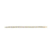 10K Yellow Gold over Silver 1.0 Cttw Diamond Cluster X Link Tennis Link Bracelet