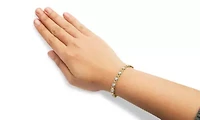 10K Yellow Gold over Silver 1.0 Cttw Diamond Cluster X Link Tennis Link Bracelet