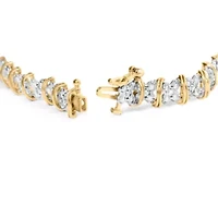 10K Yellow Gold Plated Silver 2.0 Cttw Diamond Cluster "X" Shaped Link Bracelet