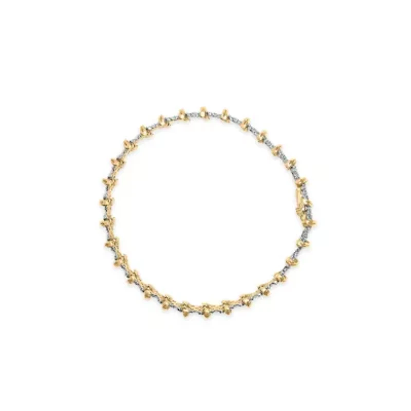 10K Yellow Gold Plated Silver 2.0 Cttw Diamond Cluster "X" Shaped Link Bracelet