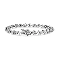 .925 Sterling Silver 1/10 Cttw Round-Cut Diamond Link Bracelet - 7.25"
